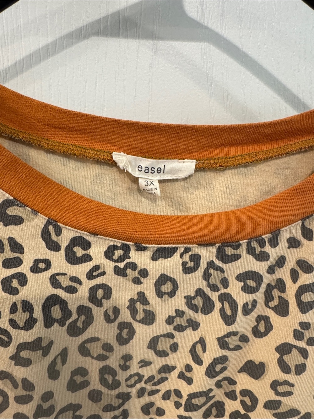 Easel 3X Leopard Colorblock Oversized Top Mustard Rust Boho Plus Size - Picture 2 of 3